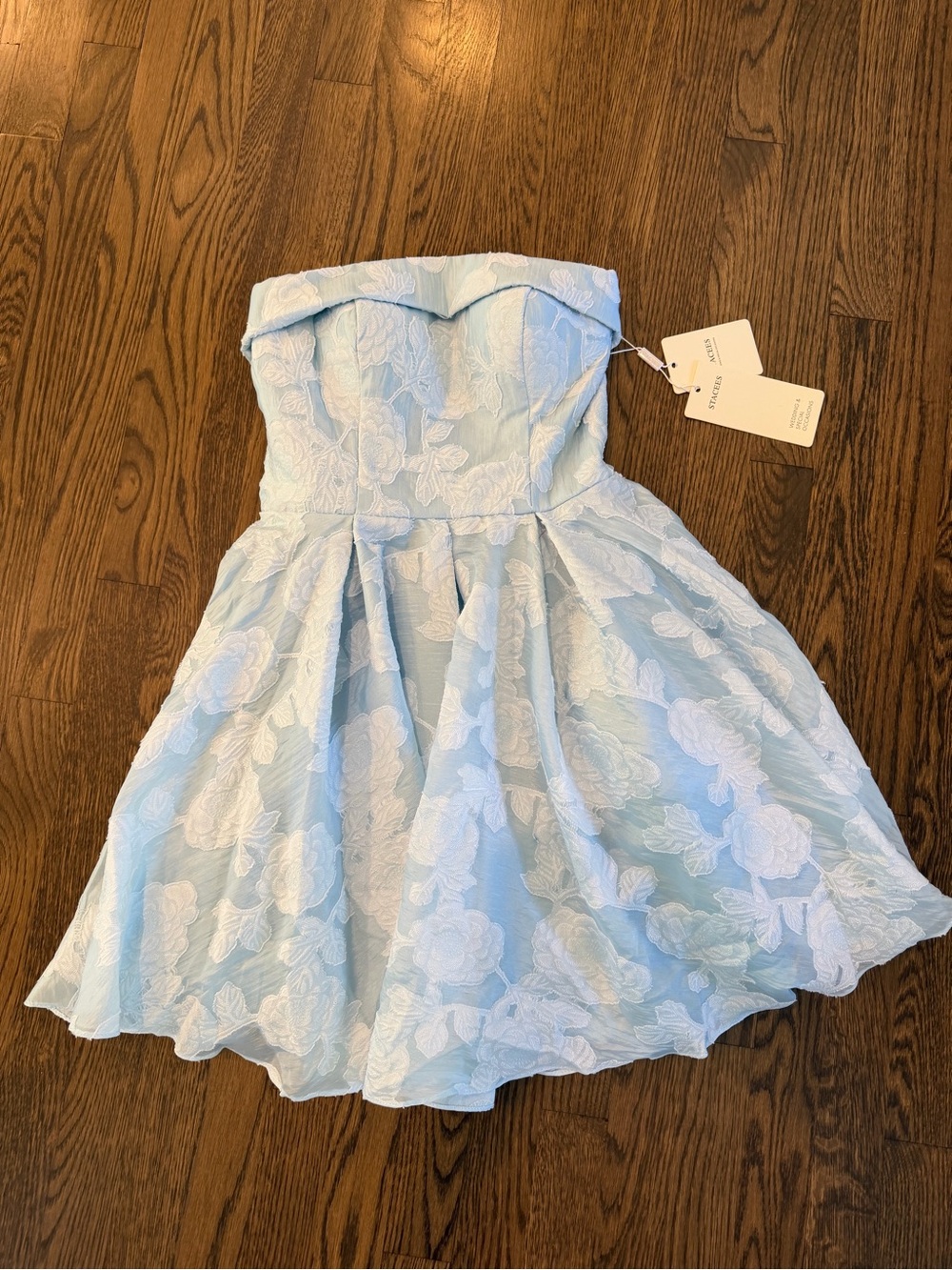 Light Blue Floral Strapless Women’s Dress-NWT
